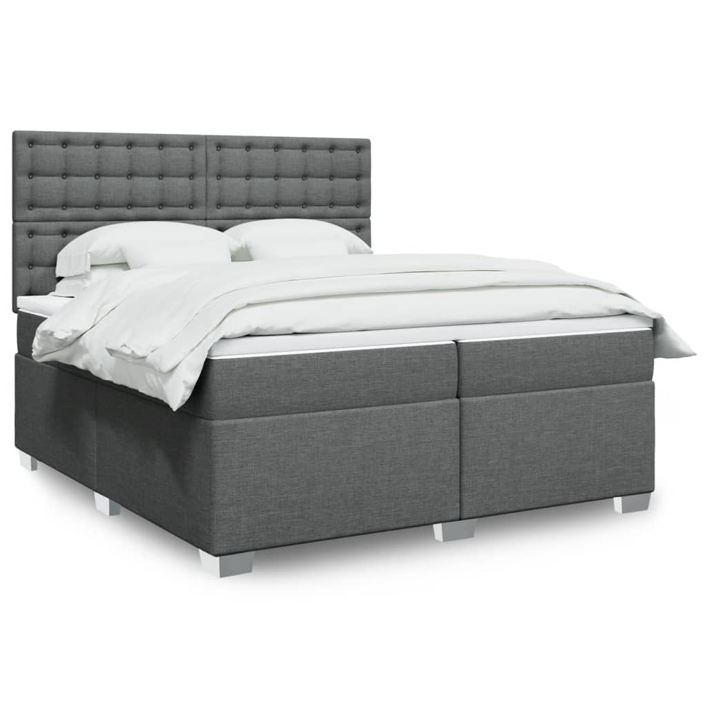 Boxspring met matras stof donkergrijs 200x200 cm