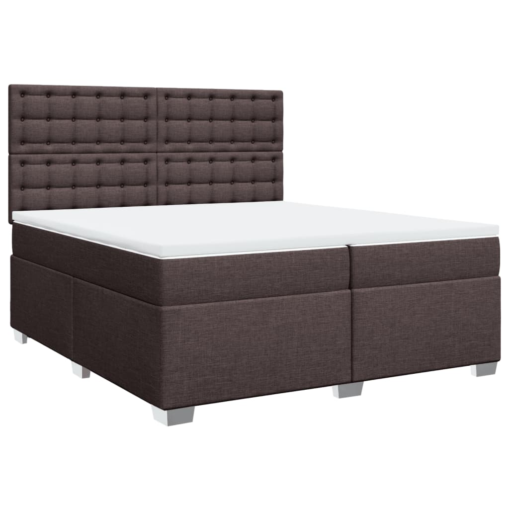 Boxspring met matras stof donkerbruin 200x200 cm