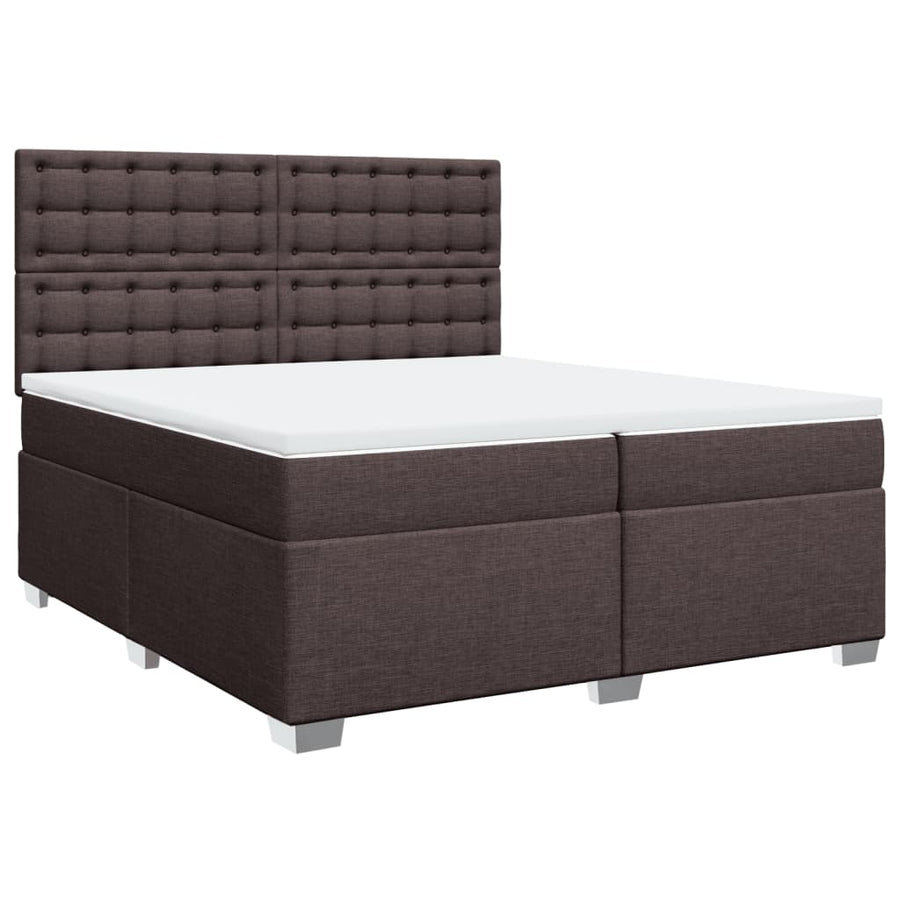 Boxspring met matras stof donkerbruin 200x200 cm