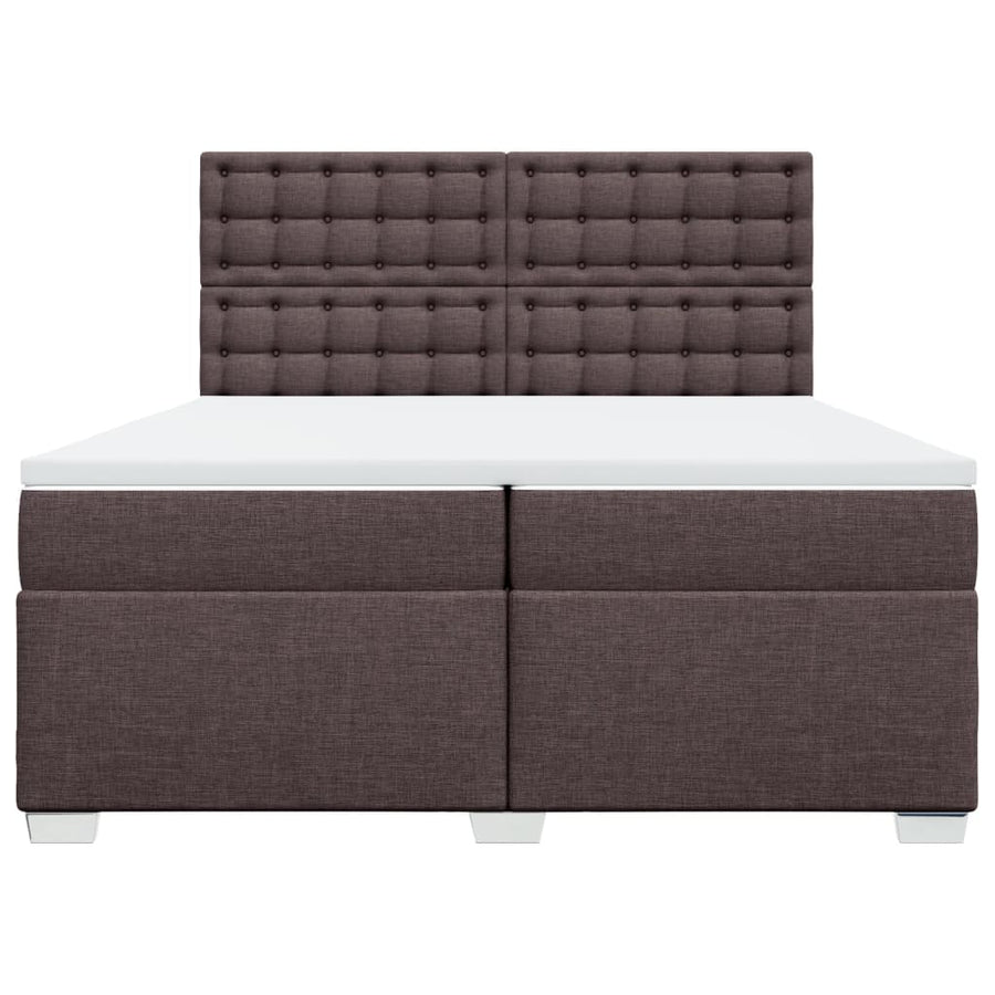 Boxspring met matras stof donkerbruin 200x200 cm