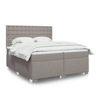 Box spring with mattress fabric taupe 200x200 cm