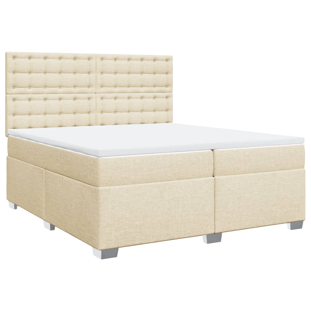 Boxspring met matras stof crèmekleurig 200x200 cm