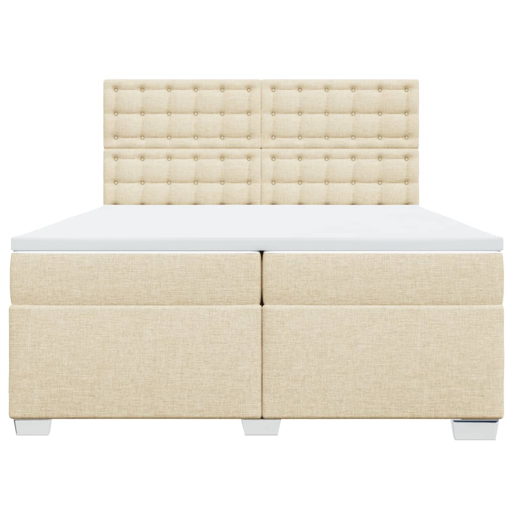 Boxspring met matras stof crèmekleurig 200x200 cm