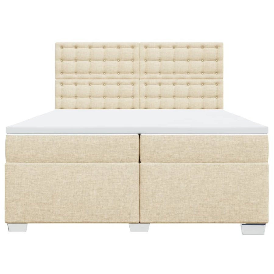 Boxspring met matras stof crèmekleurig 200x200 cm