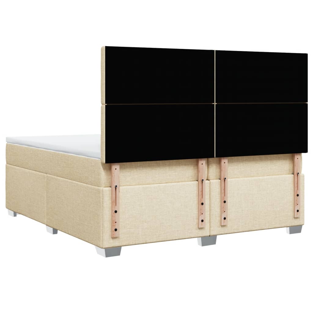 Boxspring met matras stof crèmekleurig 200x200 cm