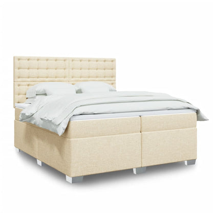 Boxspring met matras stof crèmekleurig 200x200 cm