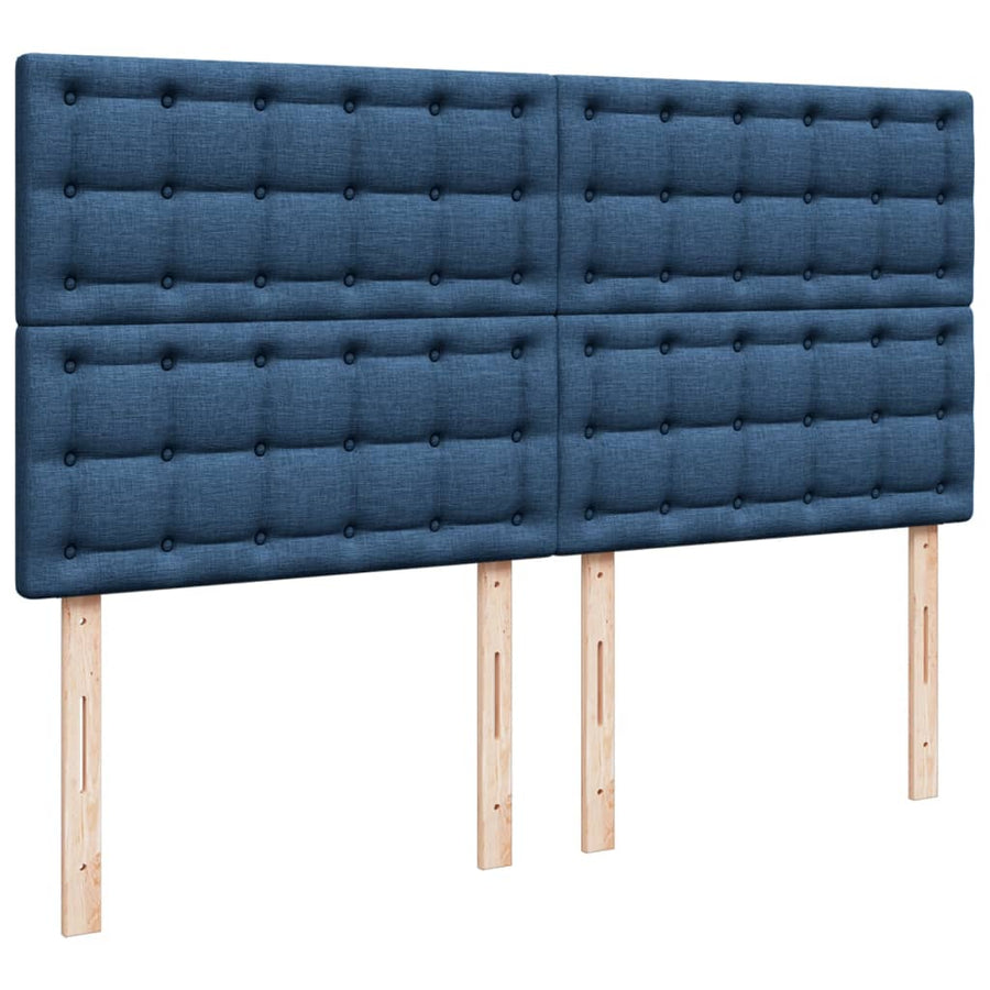 Boxspring met matras stof blauw 200x200 cm