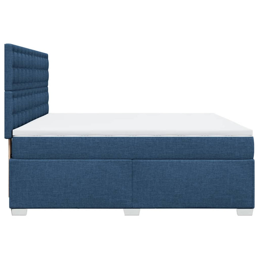 Boxspring met matras stof blauw 200x200 cm
