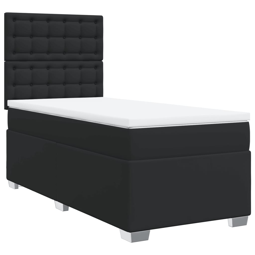 Boxspring met matras kunstleer zwart 80x200 cm