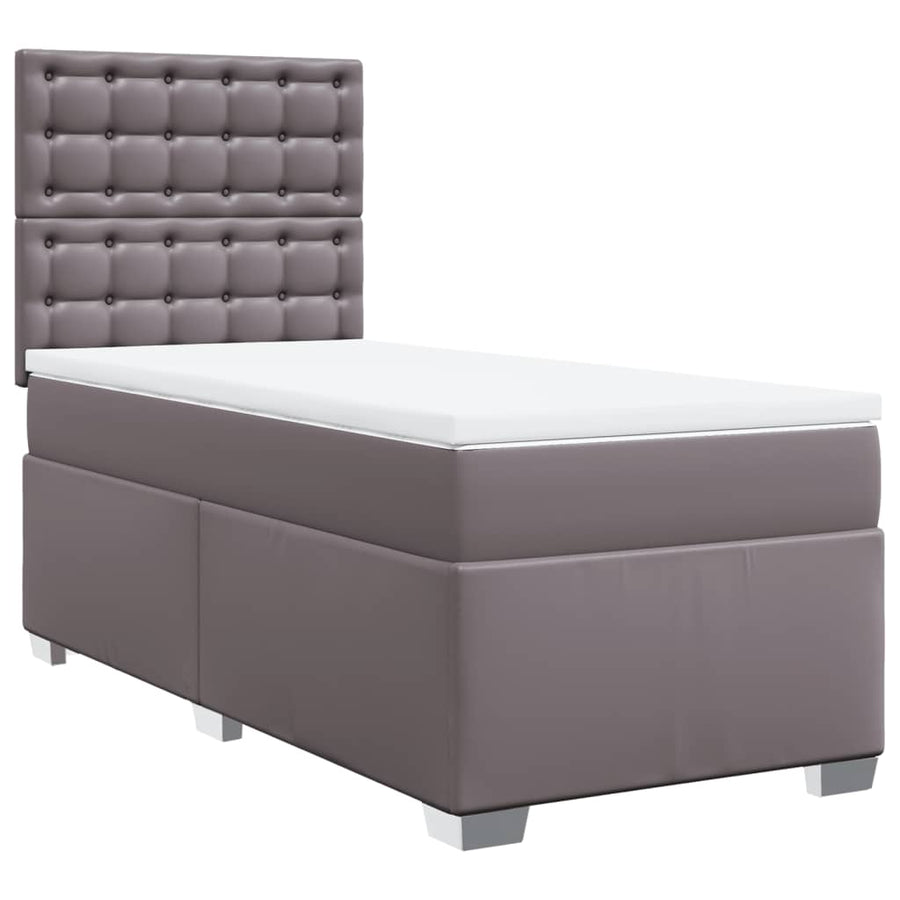 Boxspring met matras kunstleer grijs 80x200 cm