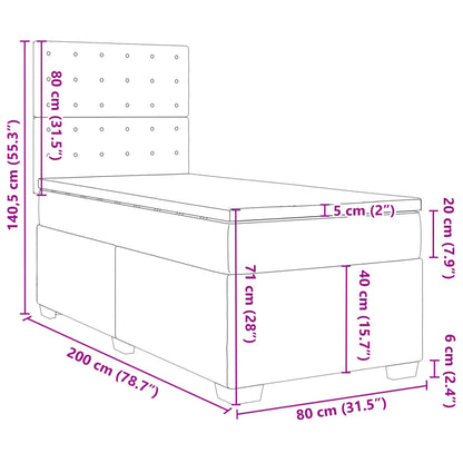 Boxspring met matras kunstleer grijs 80x200 cm