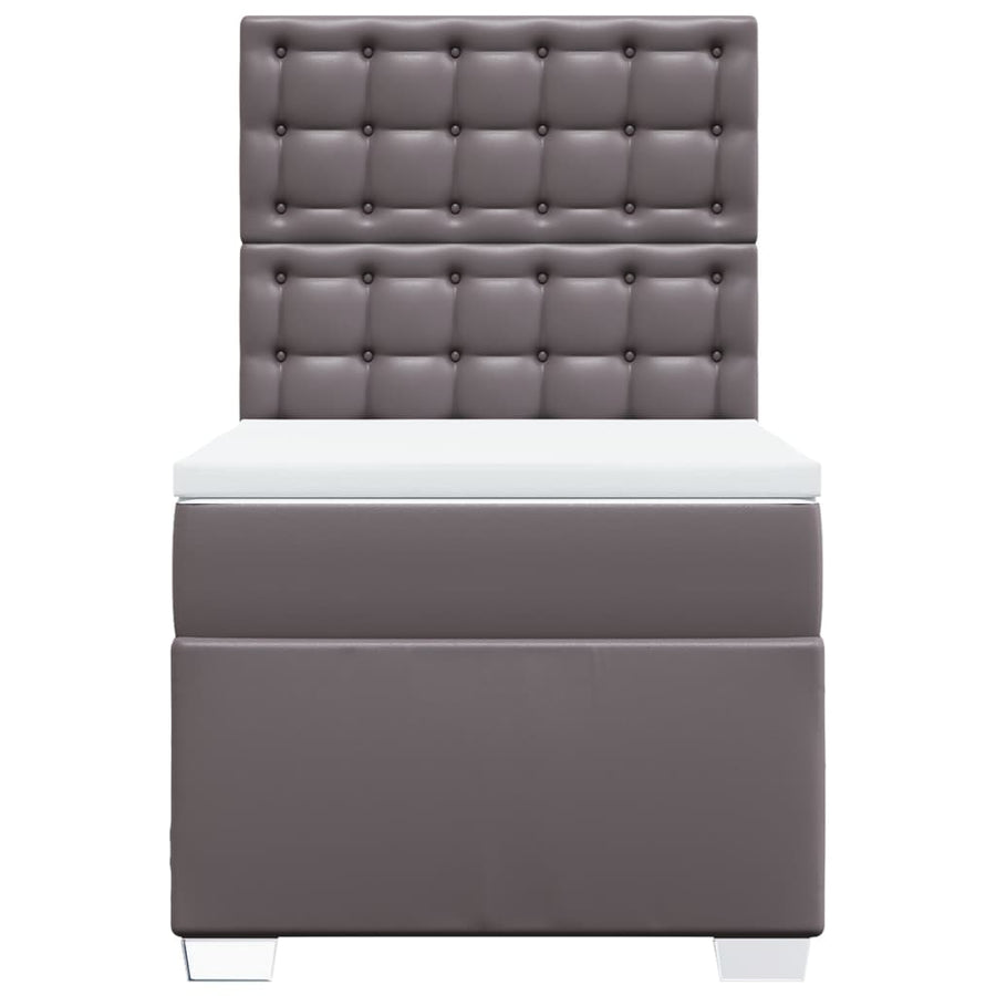 Boxspring met matras kunstleer grijs 80x200 cm
