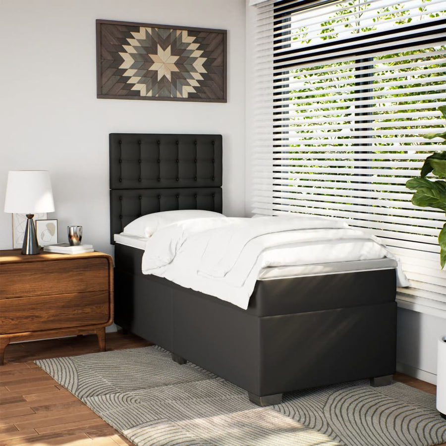 Boxspring met matras kunstleer zwart 90x190 cm