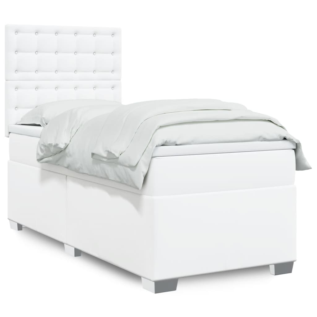 Boxspring met matras kunstleer wit 90x190 cm