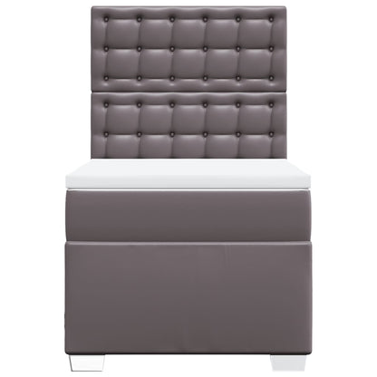 Boxspring met matras kunstleer grijs 90x190 cm