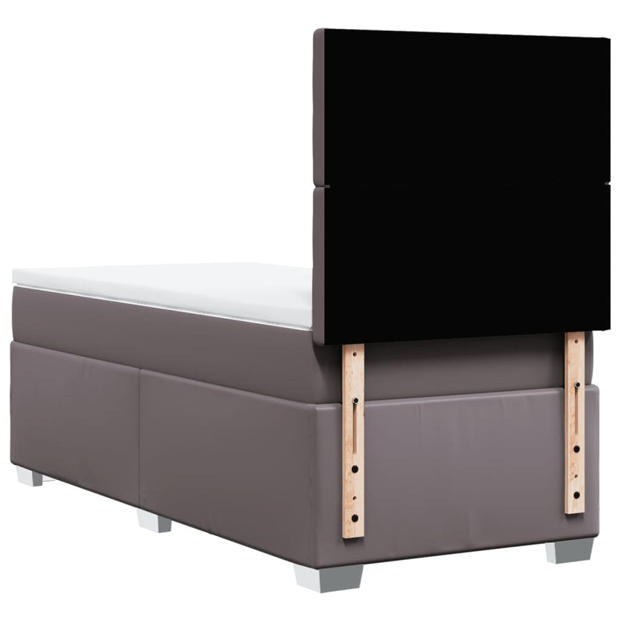 Boxspring met matras kunstleer grijs 90x190 cm