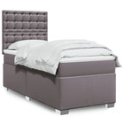 Boxspring met matras 90x190 cm grijs kunstleer