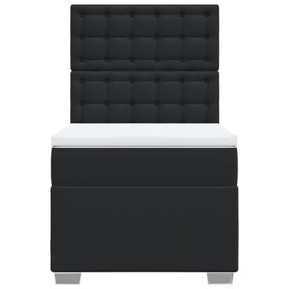 Boxspring met matras kunstleer zwart 90x200 cm
