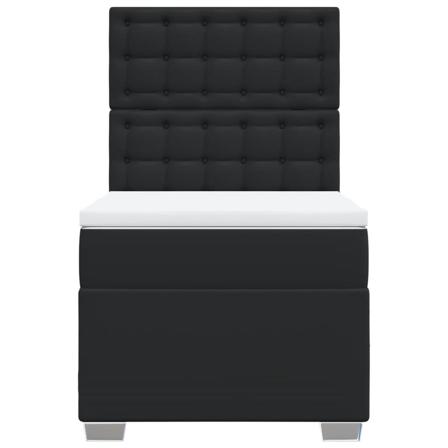 Boxspring met matras kunstleer zwart 90x200 cm