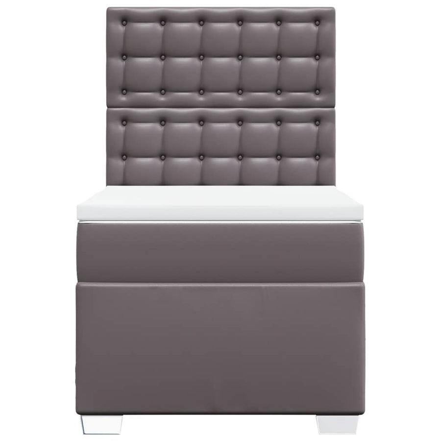 Boxspring met matras kunstleer grijs 90x200 cm