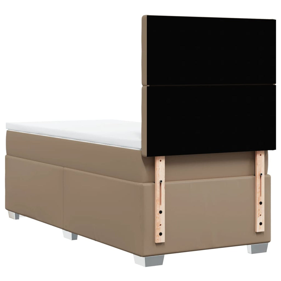 Boxspring met matras kunstleer cappuccinokleurig 90x200 cm