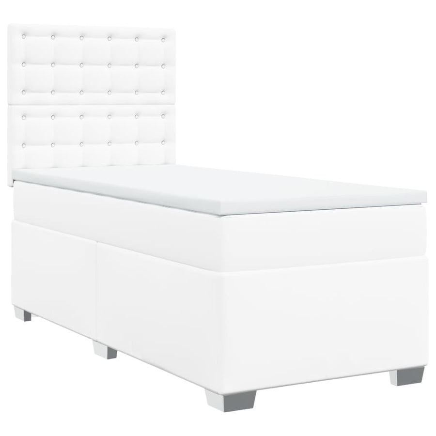 Boxspring met matras kunstleer wit 100x200 cm