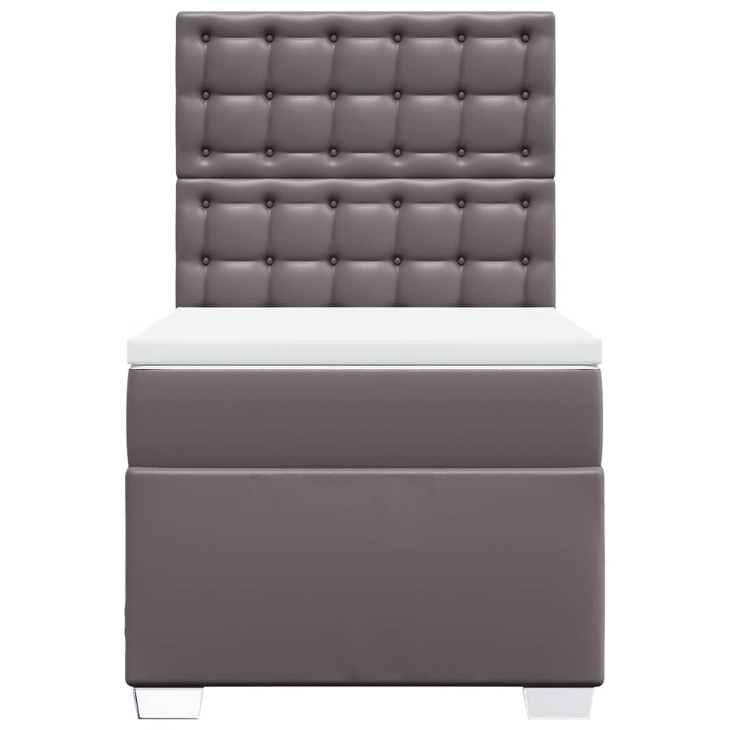Boxspring met matras kunstleer grijs 100x200 cm