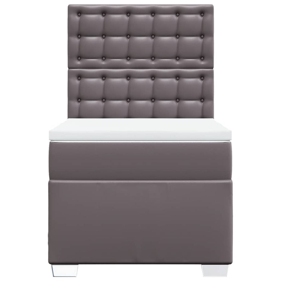 Boxspring met matras kunstleer grijs 100x200 cm