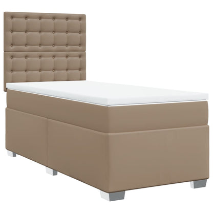 Boxspring met matras kunstleer cappuccinokleurig 100x200 cm