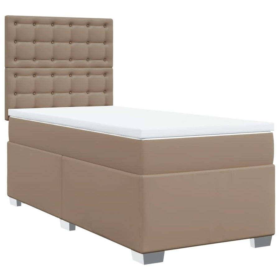 Boxspring met matras kunstleer cappuccinokleurig 100x200 cm