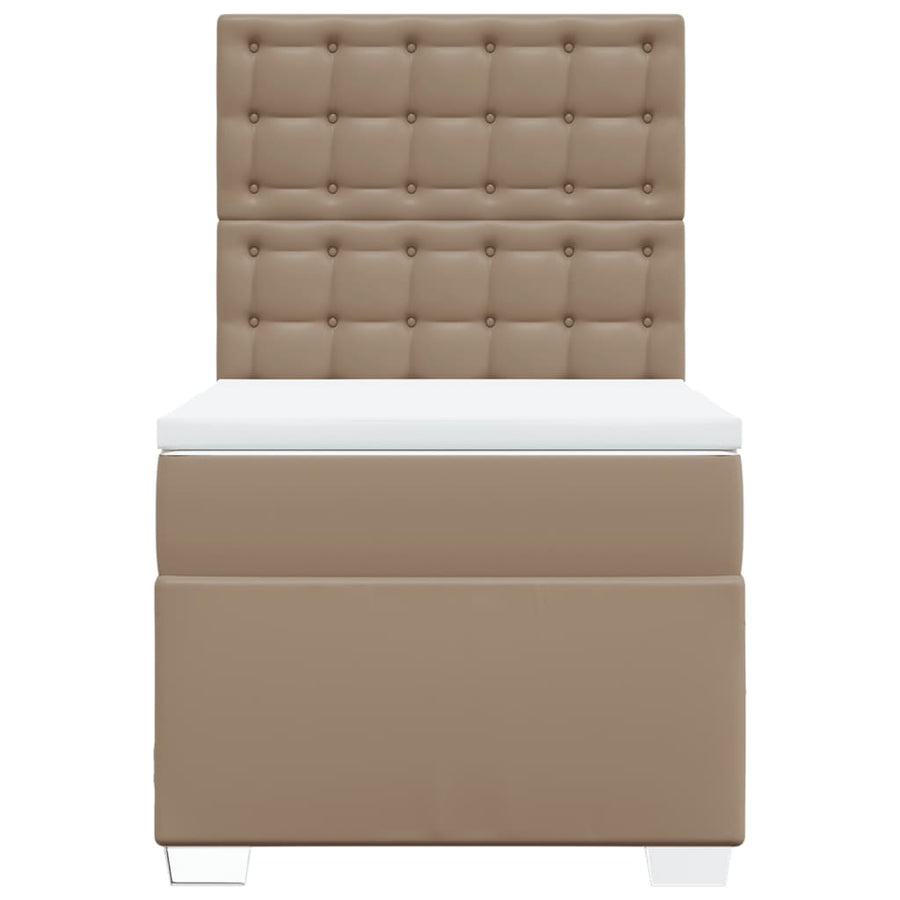 Boxspring met matras kunstleer cappuccinokleurig 100x200 cm