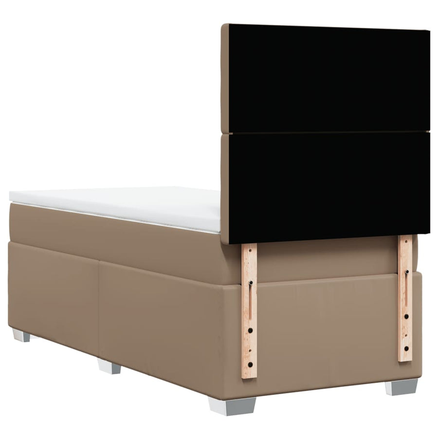 Boxspring met matras kunstleer cappuccinokleurig 100x200 cm