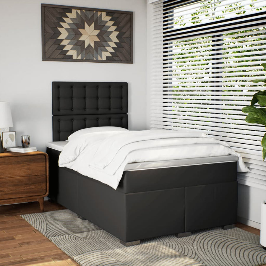 Boxspring met matras kunstleer zwart 120x190 cm