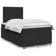 Box spring with mattress faux leather black 120x190 cm