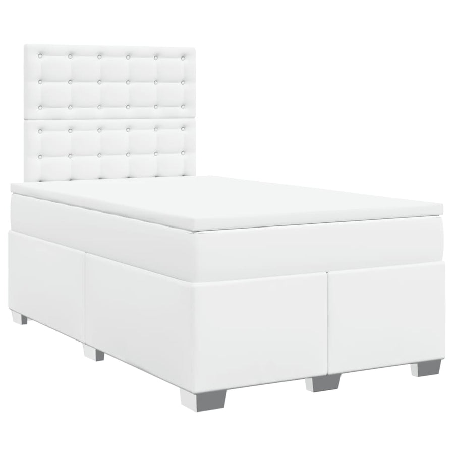 Boxspring met matras kunstleer wit 120x190 cm