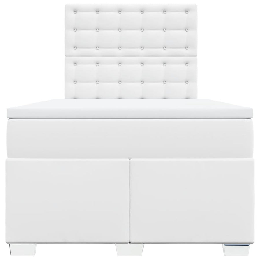 Boxspring met matras kunstleer wit 120x190 cm