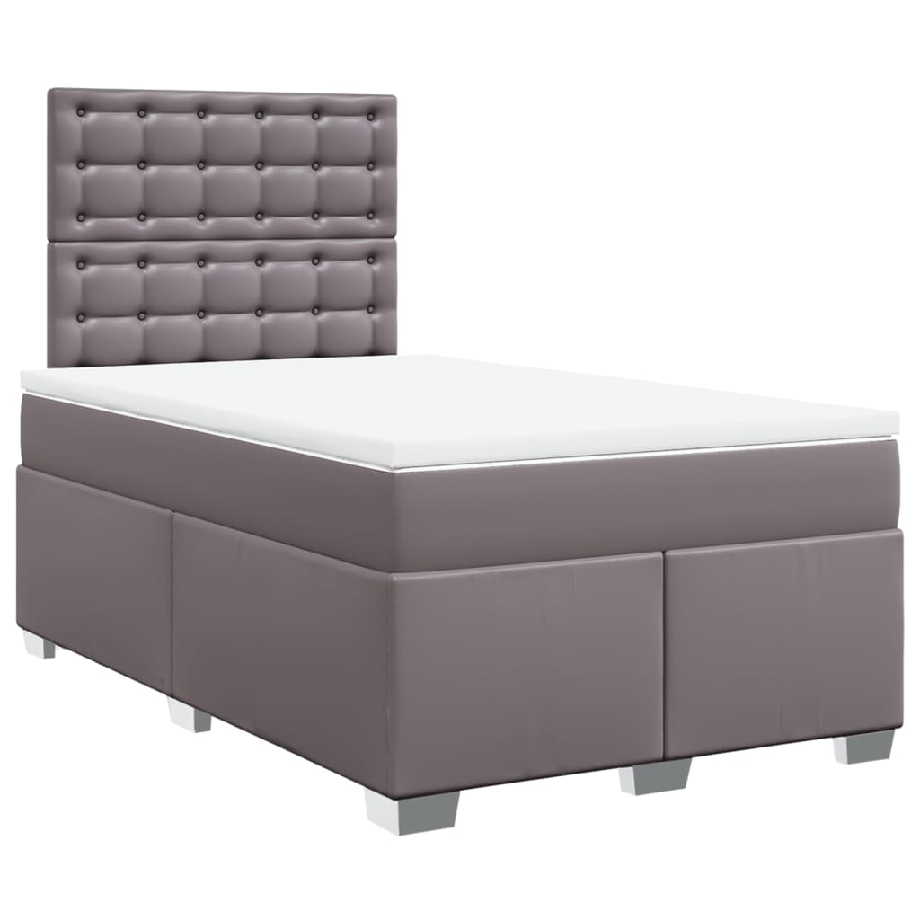 Boxspring met matras kunstleer grijs 120x190 cm