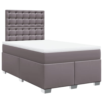 Boxspring met matras kunstleer grijs 120x190 cm