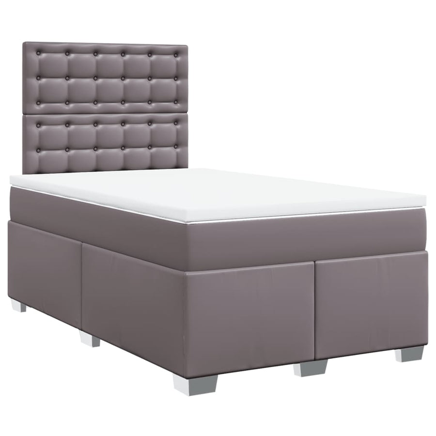 Boxspring met matras kunstleer grijs 120x190 cm