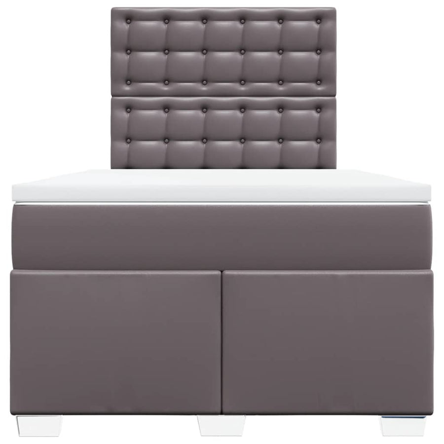 Boxspring met matras kunstleer grijs 120x190 cm
