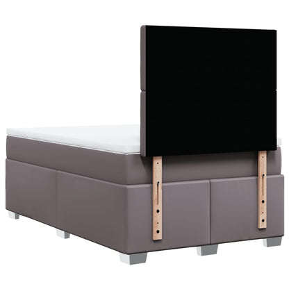 Boxspring met matras kunstleer grijs 120x190 cm