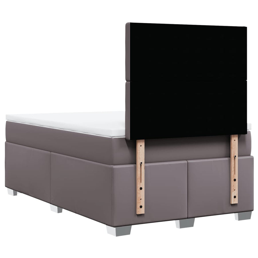 Boxspring met matras kunstleer grijs 120x190 cm