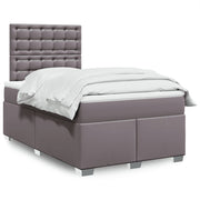 Box spring with mattress faux leather grey 120x190 cm