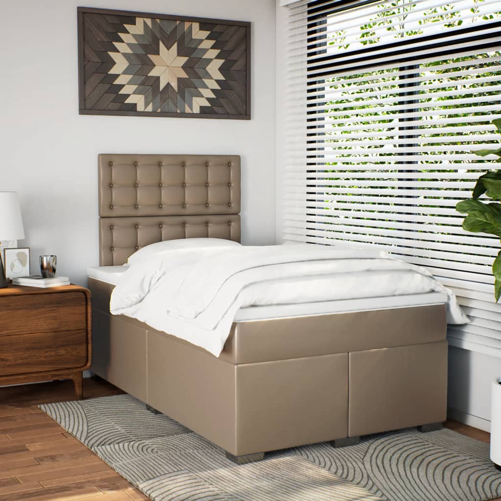 Boxspring met matras kunstleer cappuccinokleurig 80x200 cm