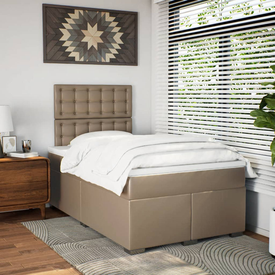 Boxspring met matras kunstleer cappuccinokleurig 80x200 cm