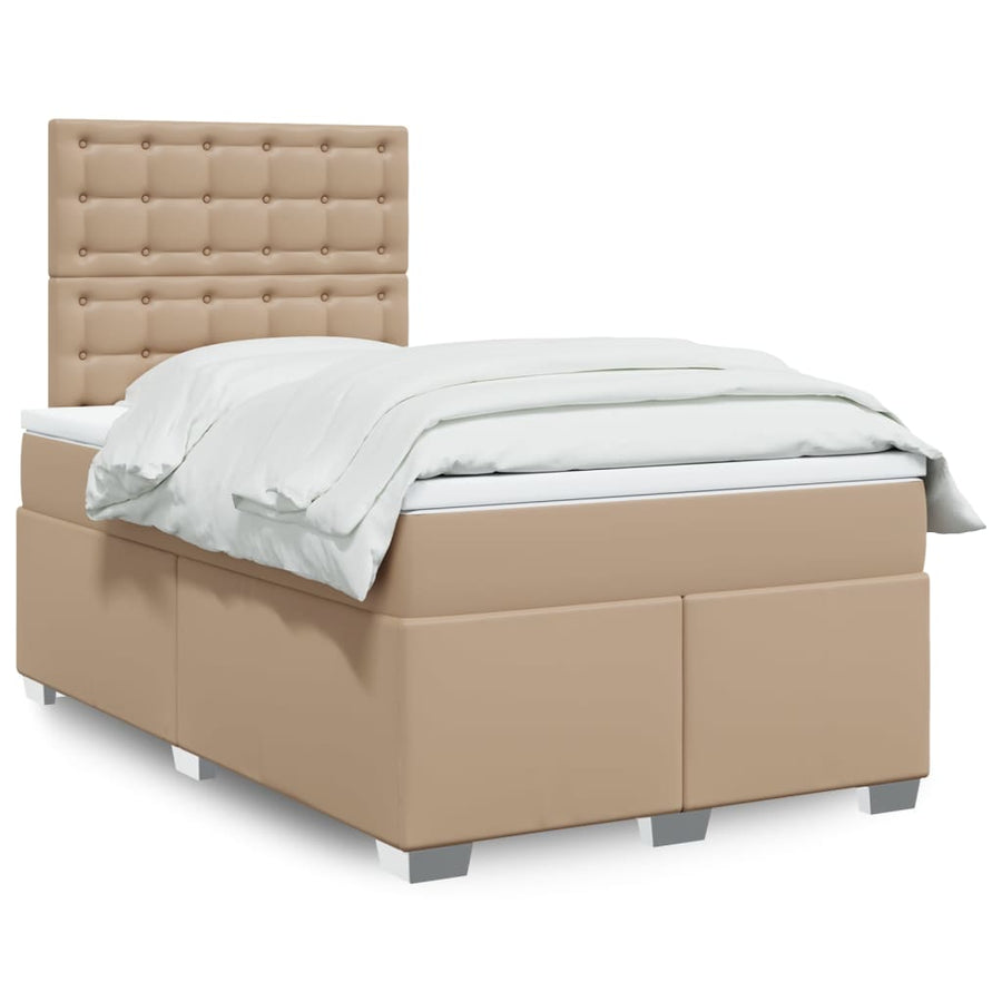 Boxspring met matras kunstleer cappuccinokleurig 80x200 cm