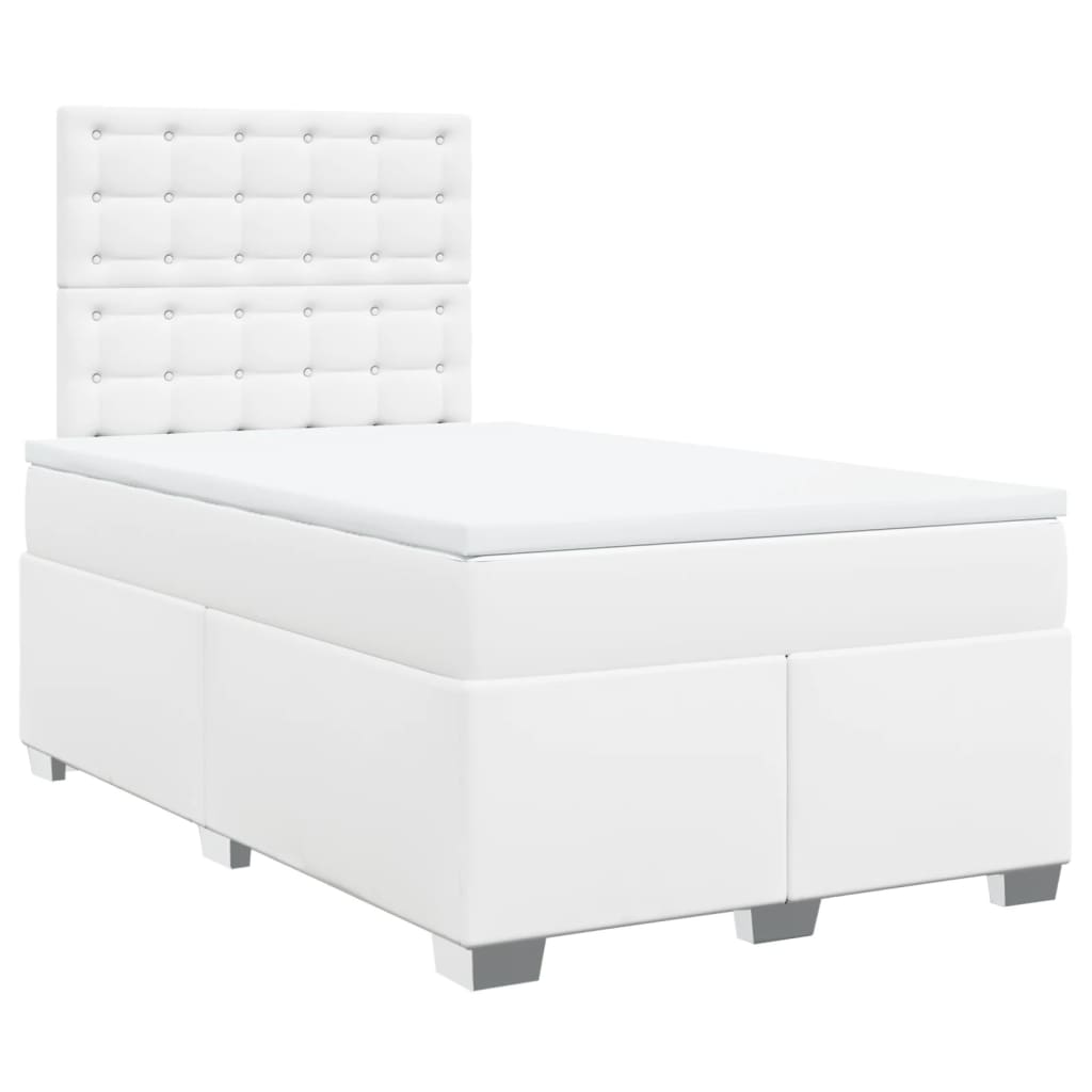Boxspring met matras kunstleer wit 120x200 cm
