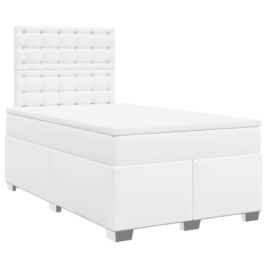 Boxspring met matras kunstleer wit 120x200 cm