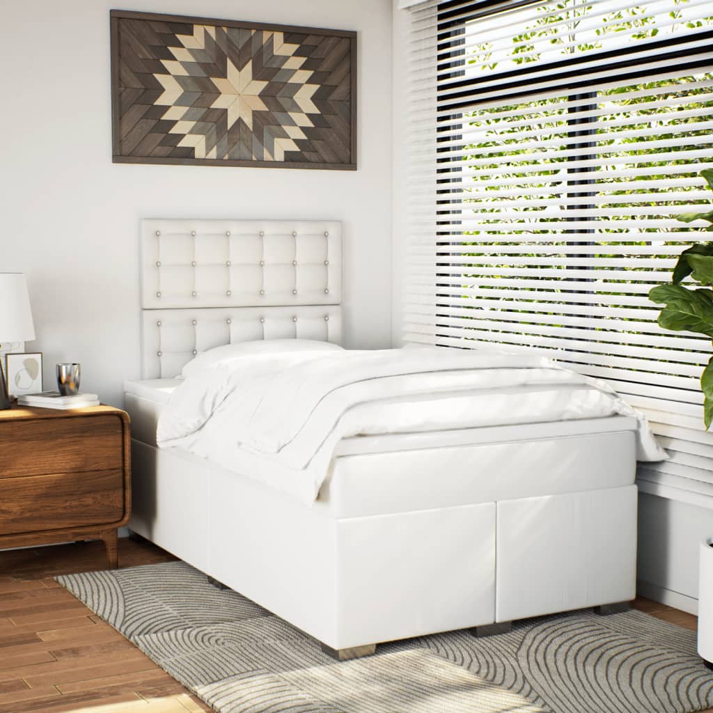 Boxspring met matras kunstleer wit 120x200 cm