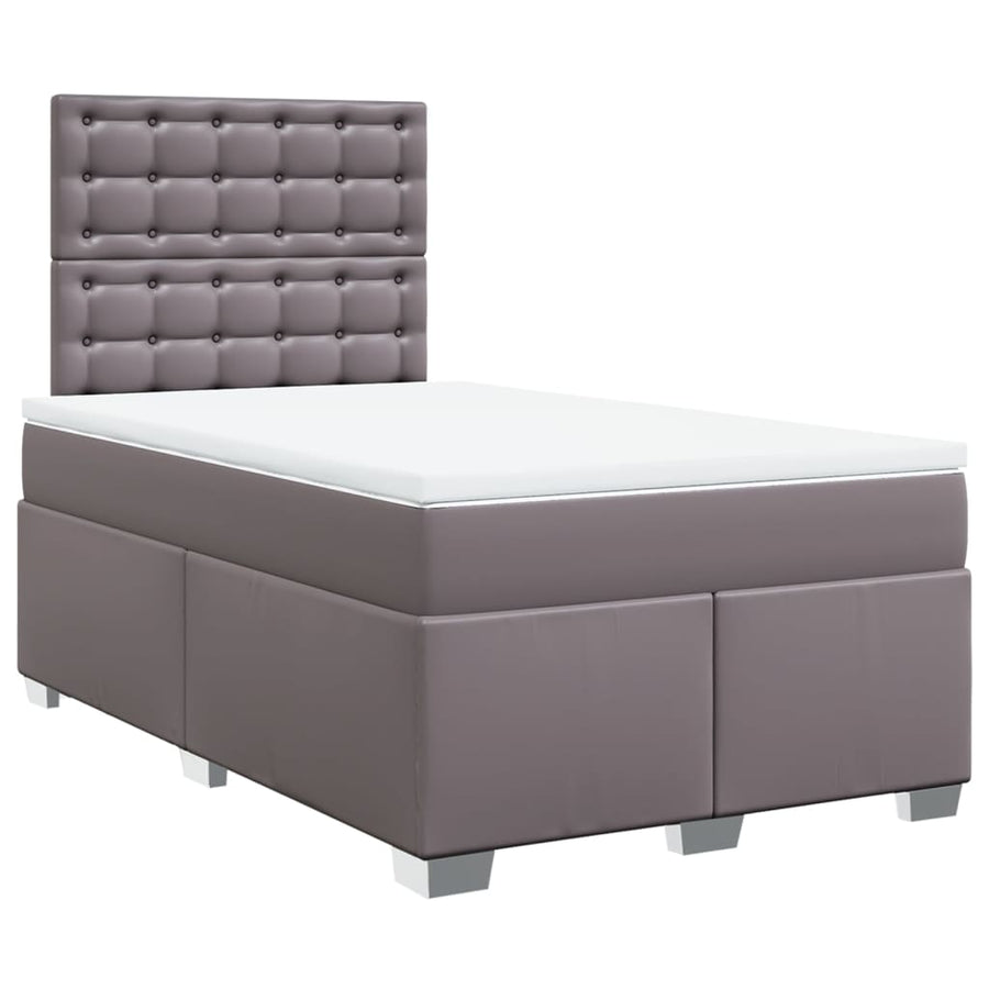 Boxspring met matras kunstleer grijs 120x200 cm